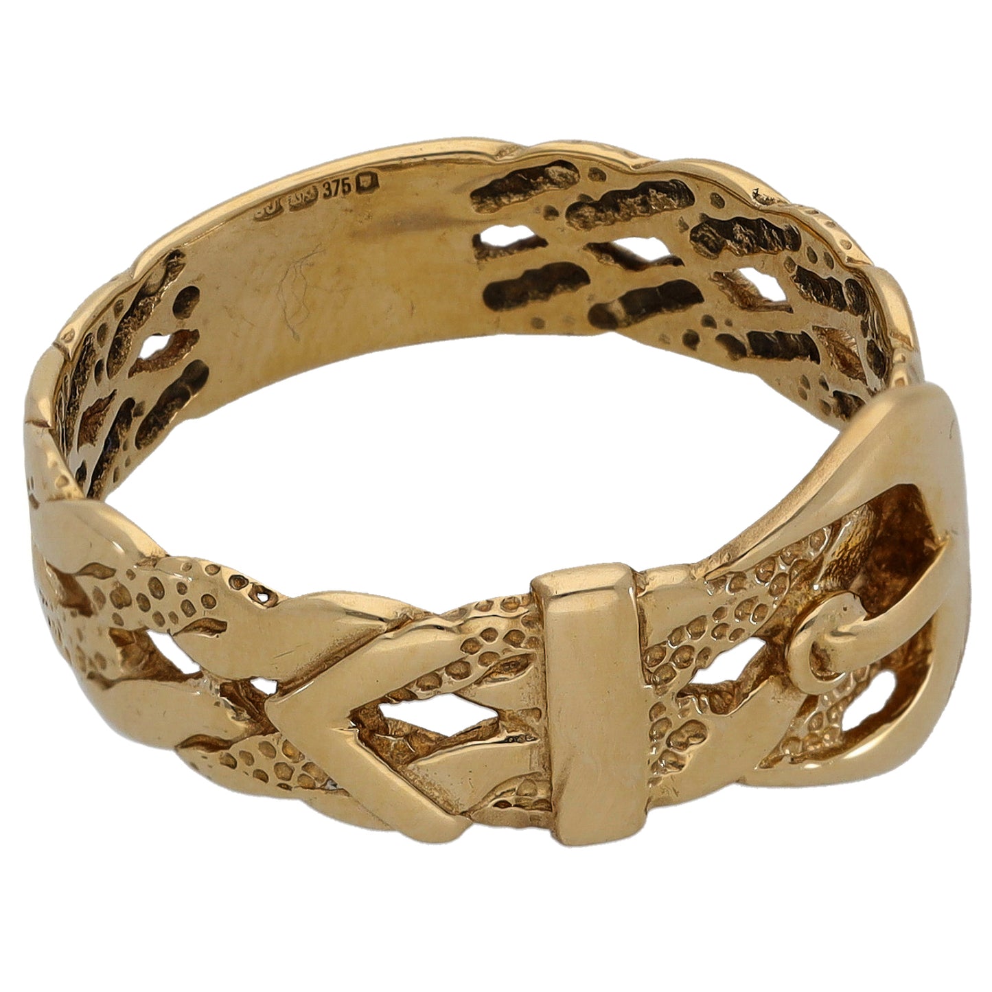 9ct Gold Buckle Ring Size T