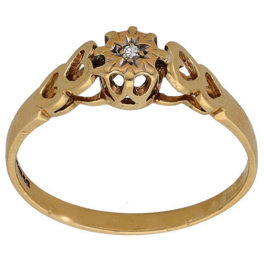 9ct Gold 0.01ct Diamond Solitaire Ring Size O
