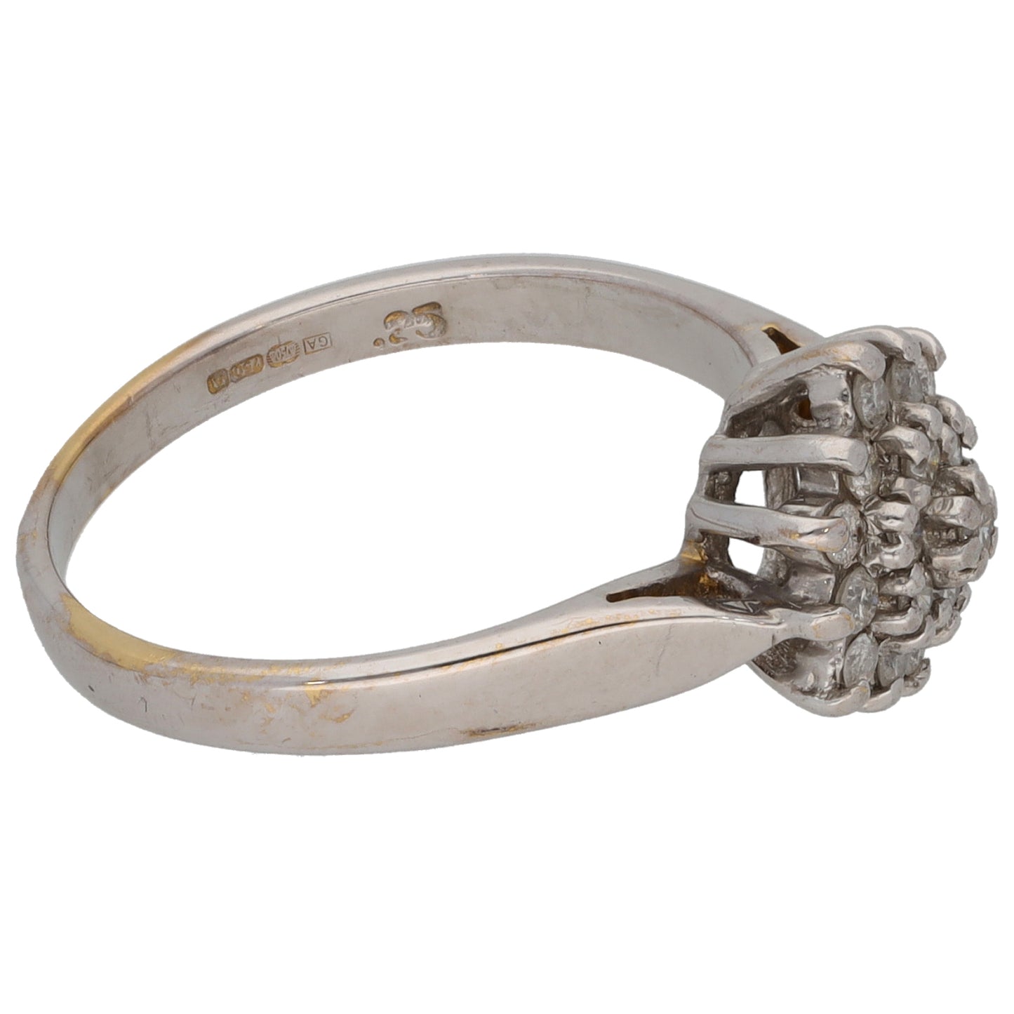 18ct White Gold 0.25ct Diamond Cluster Ring Size M