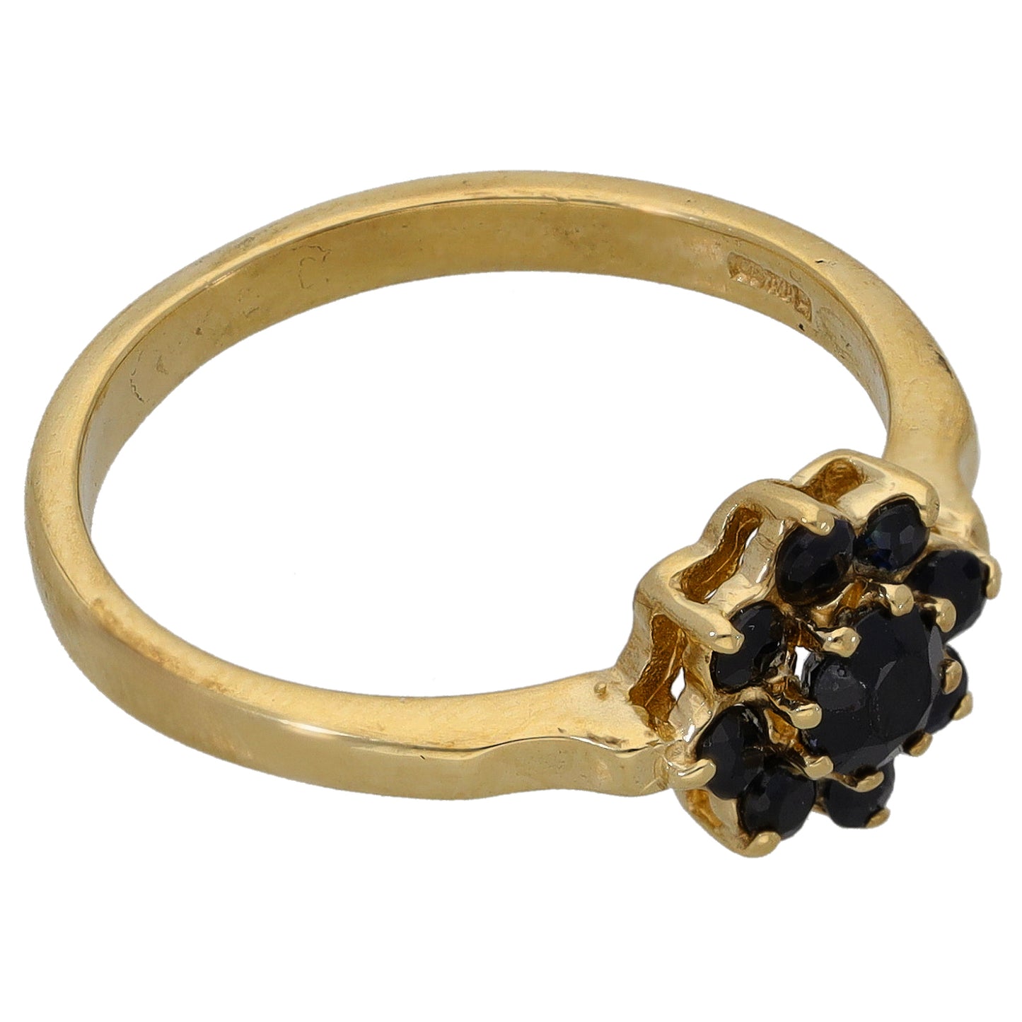 9ct Gold Sapphire Cluster Ring Size P