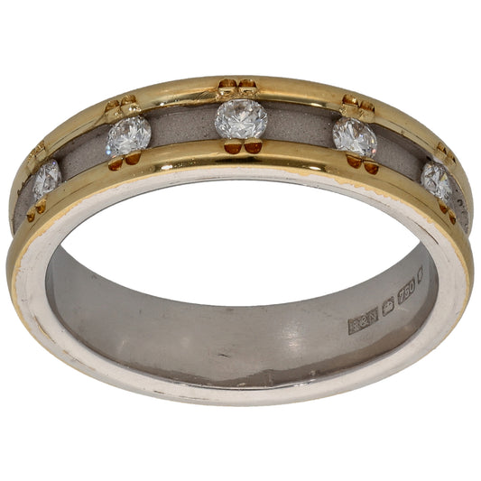18ct Bicolour Gold 0.20ct Diamond Half Eternity Ring Size O