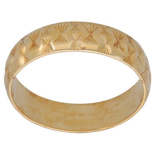 9ct Gold Patterned Wedding Ring Size K