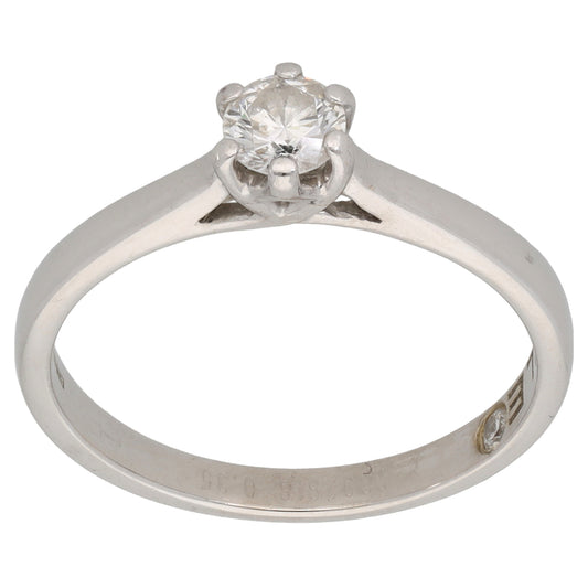 18ct White Gold 0.35ct Diamond Solitaire Ring Size O