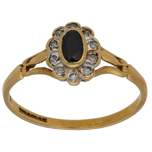 9ct Gold 0.10ct Diamond & Sapphire Dress/Cocktail Ring Size O
