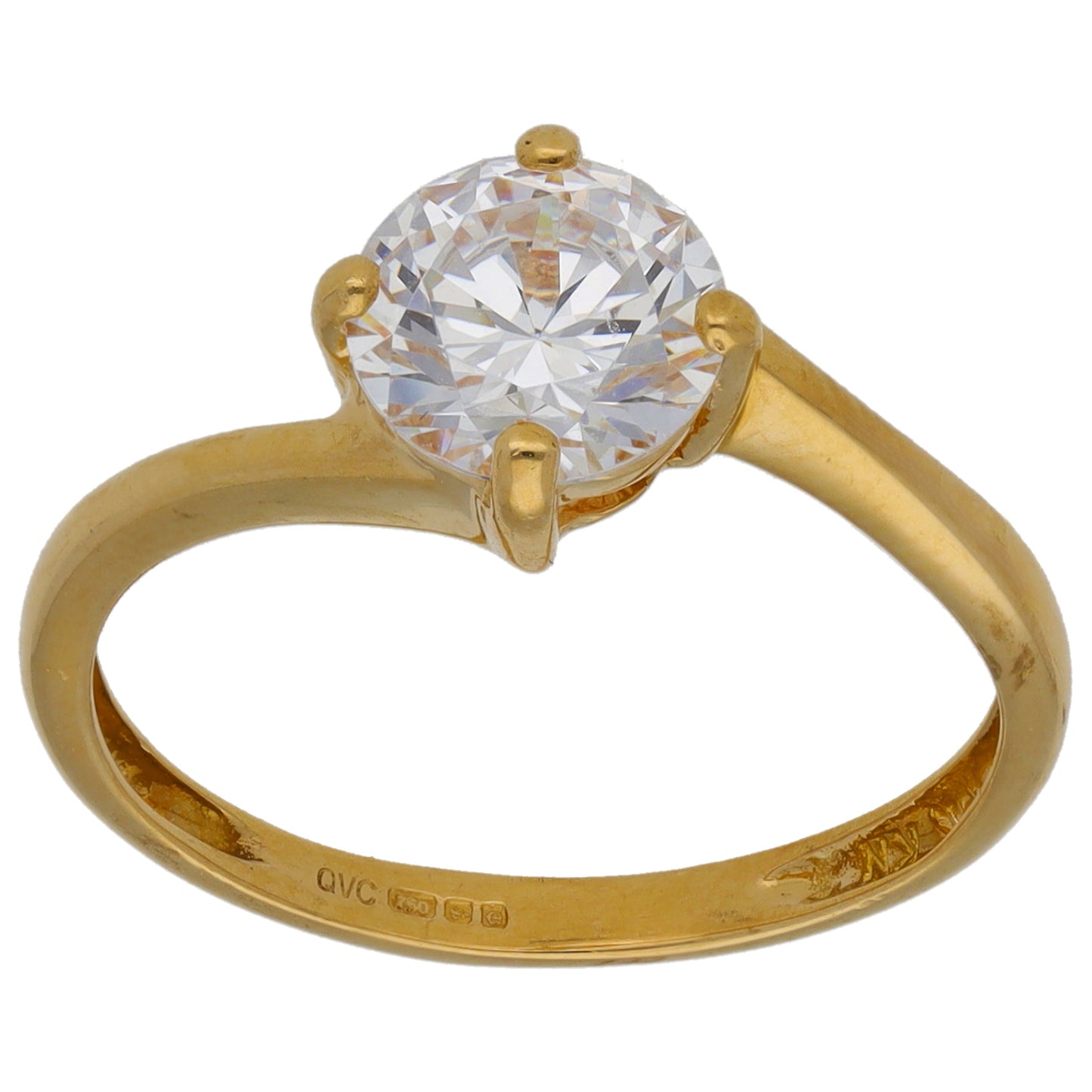 18ct Gold Cubic Zirconia Single Stone Ring Size M