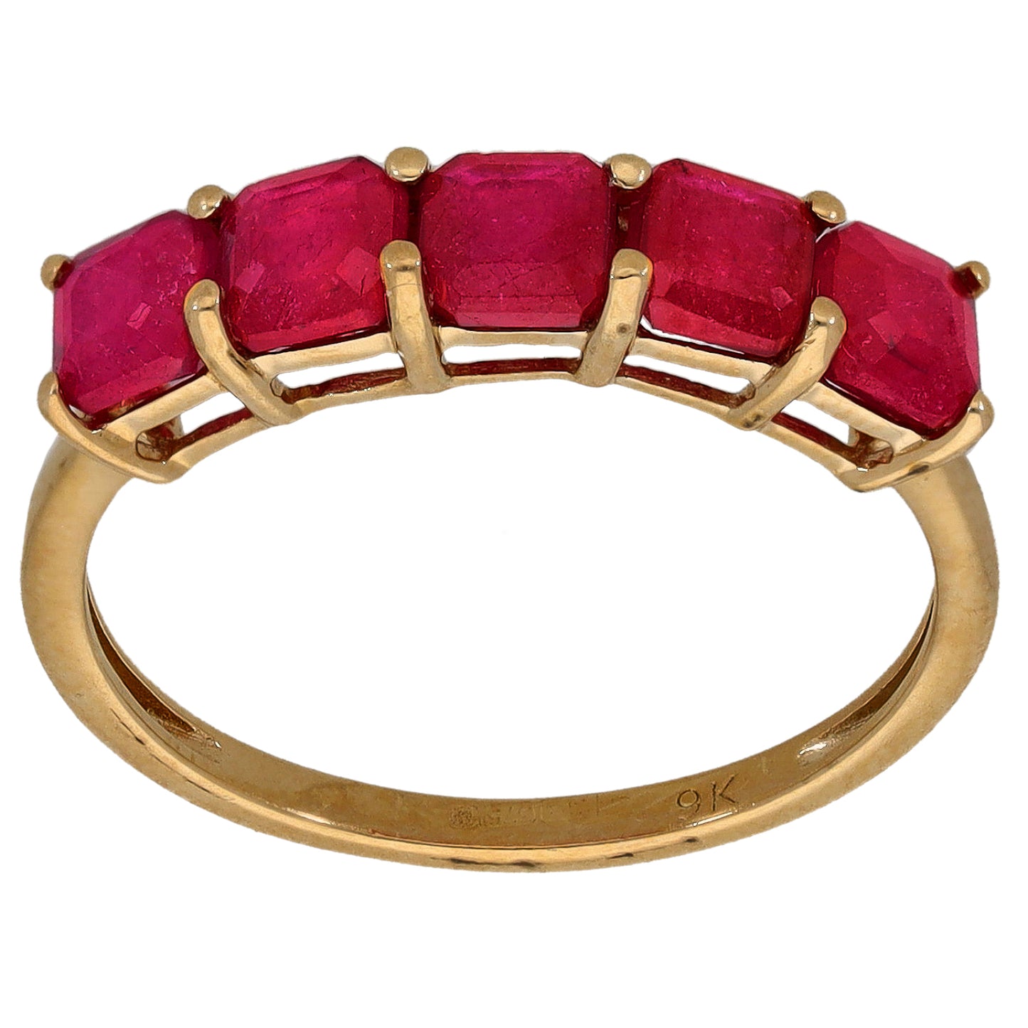 9ct Gold Ruby Half Eternity Ring Size O