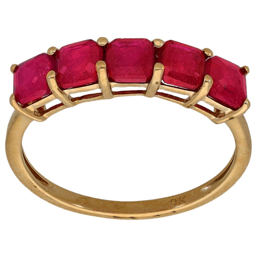 9ct Gold Ruby Half Eternity Ring Size O