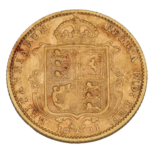 22ct Gold Queen Victoria Half Sovereign Coin 1891
