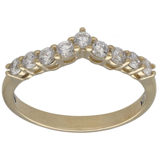 9ct Gold Cubic Zirconia Wishbone Ring Size M