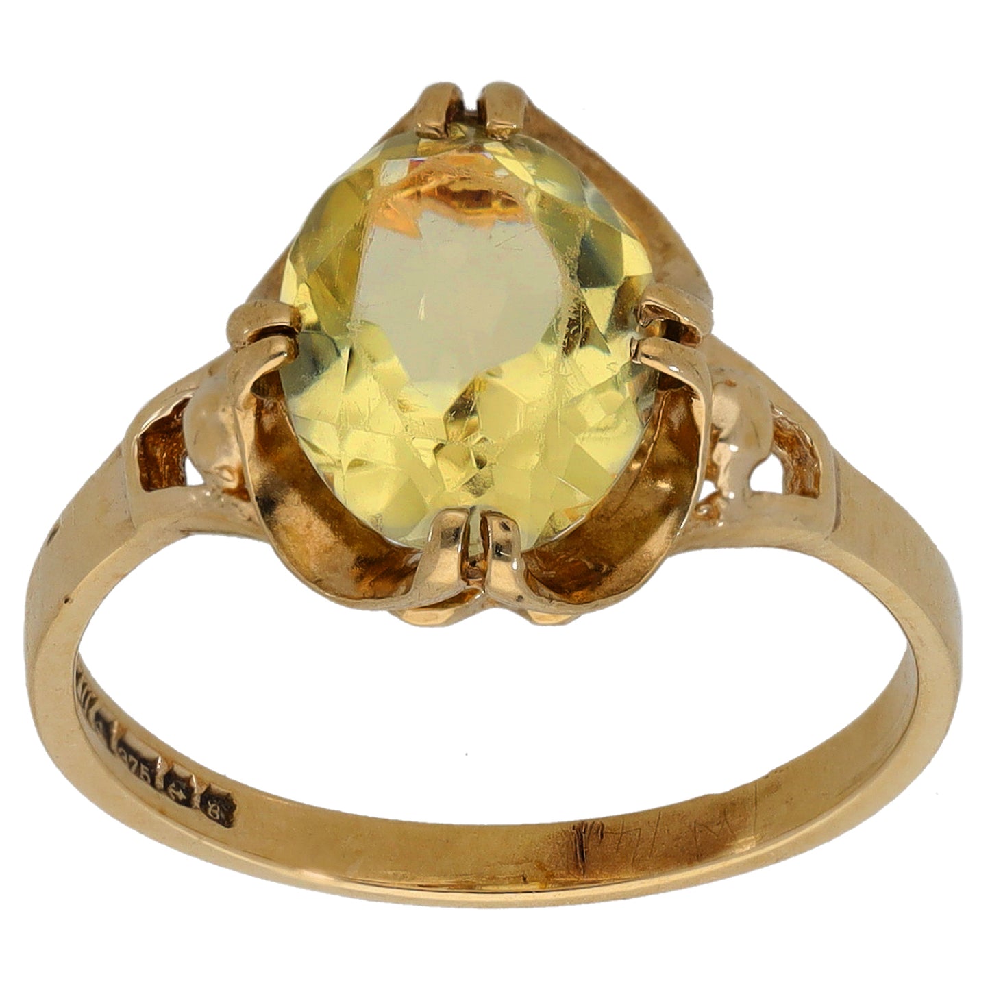 9ct Gold Citrine Single Stone Ring Size P