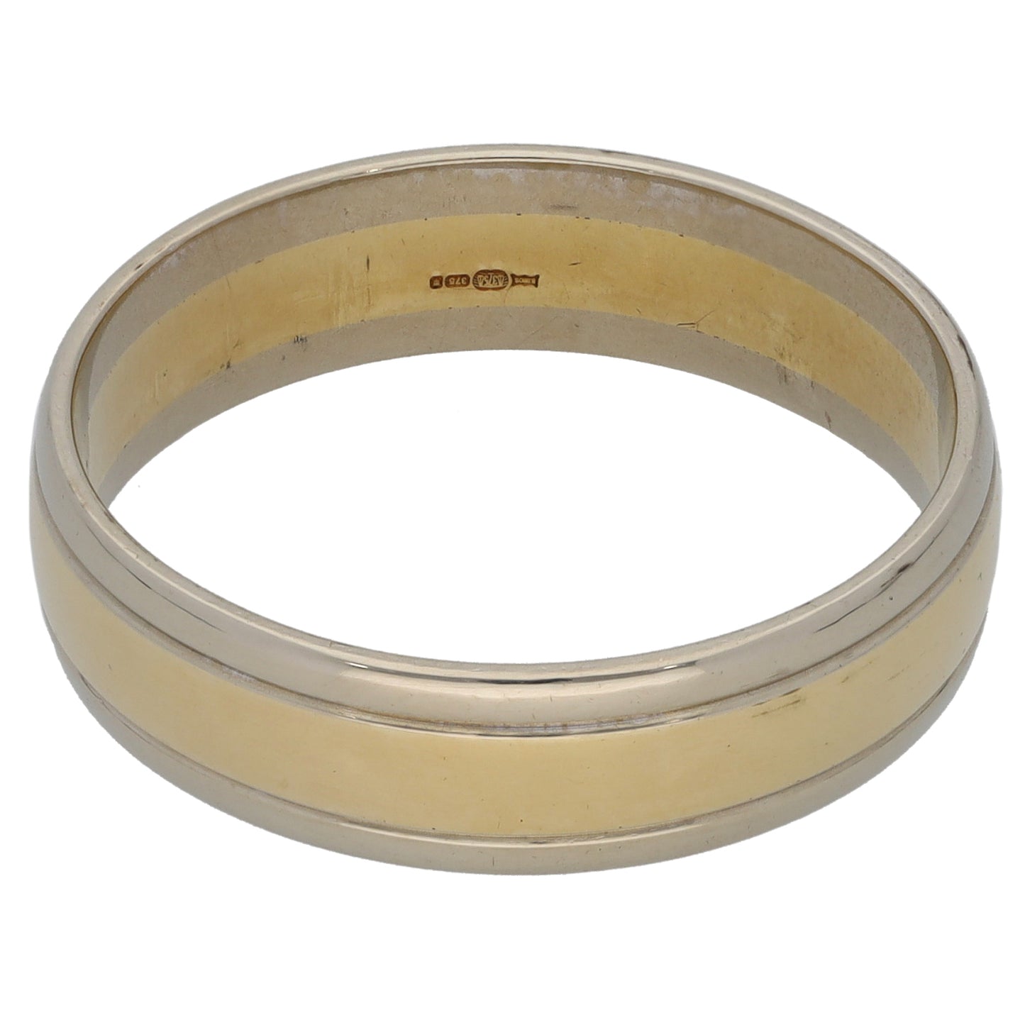 9ct Bi-Colour Gold Plain Wedding Ring Size V