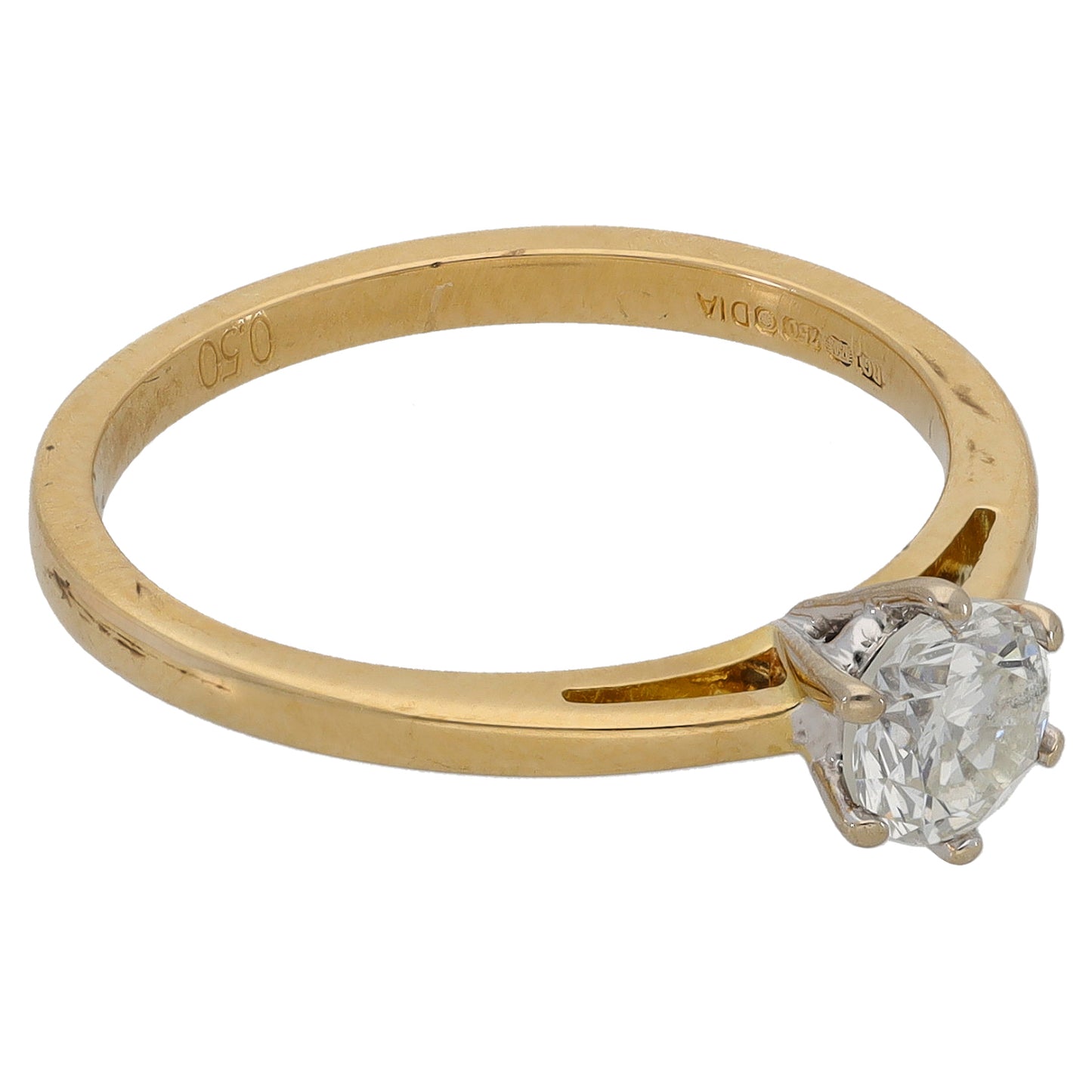 18ct Gold 0.50ct Diamond Solitaire Ring Size L