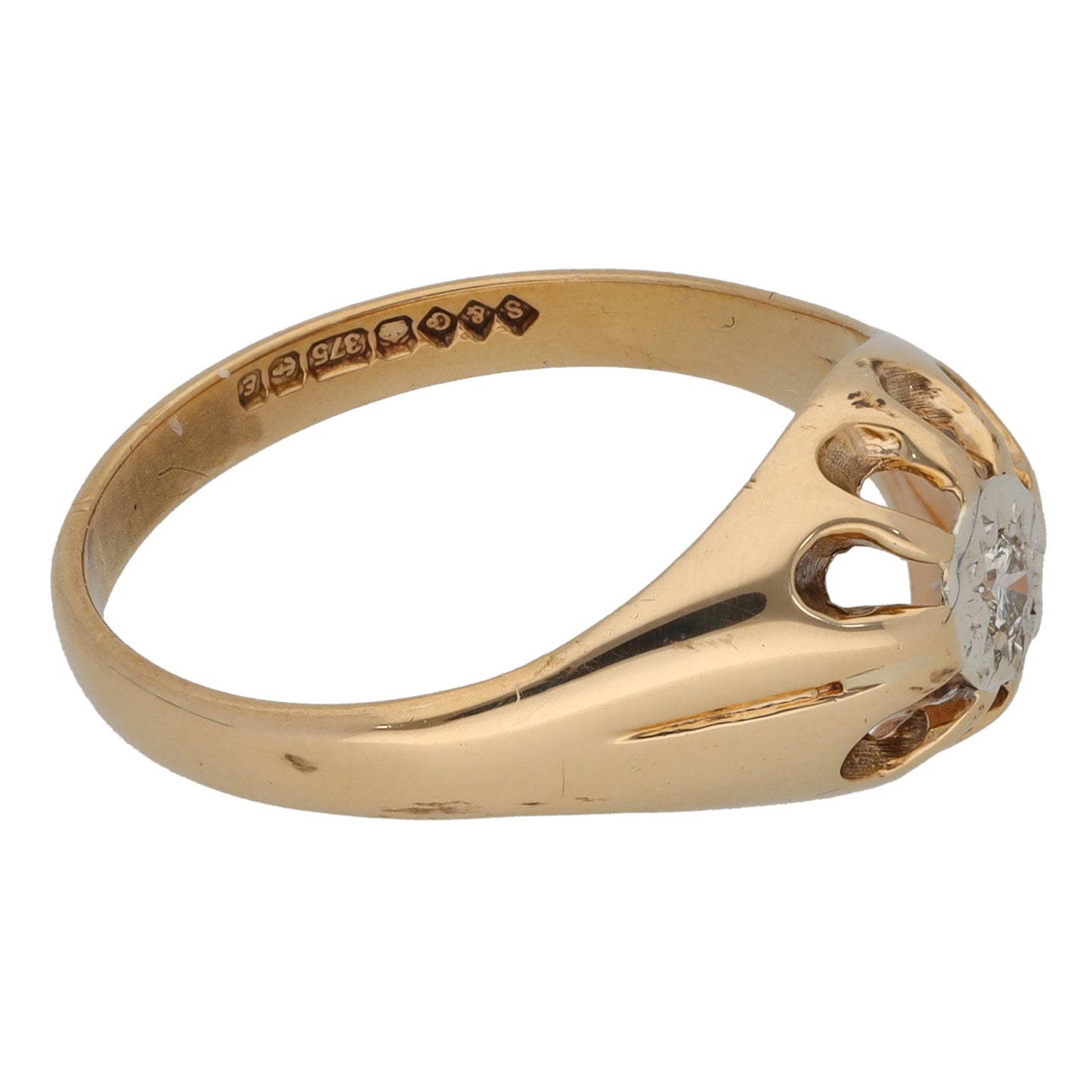 9ct Gold 0.04ct Diamond Solitaire Ring Size S