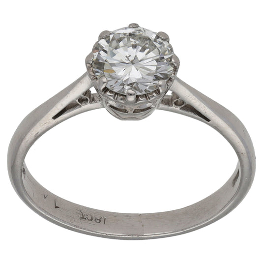 18ct White Gold 1.15ct Diamond Solitaire Ring Size R