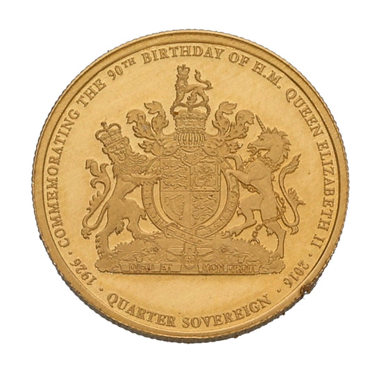 22ct Gold Queen Elizabeth II Quarter Sovereign Coin 2016