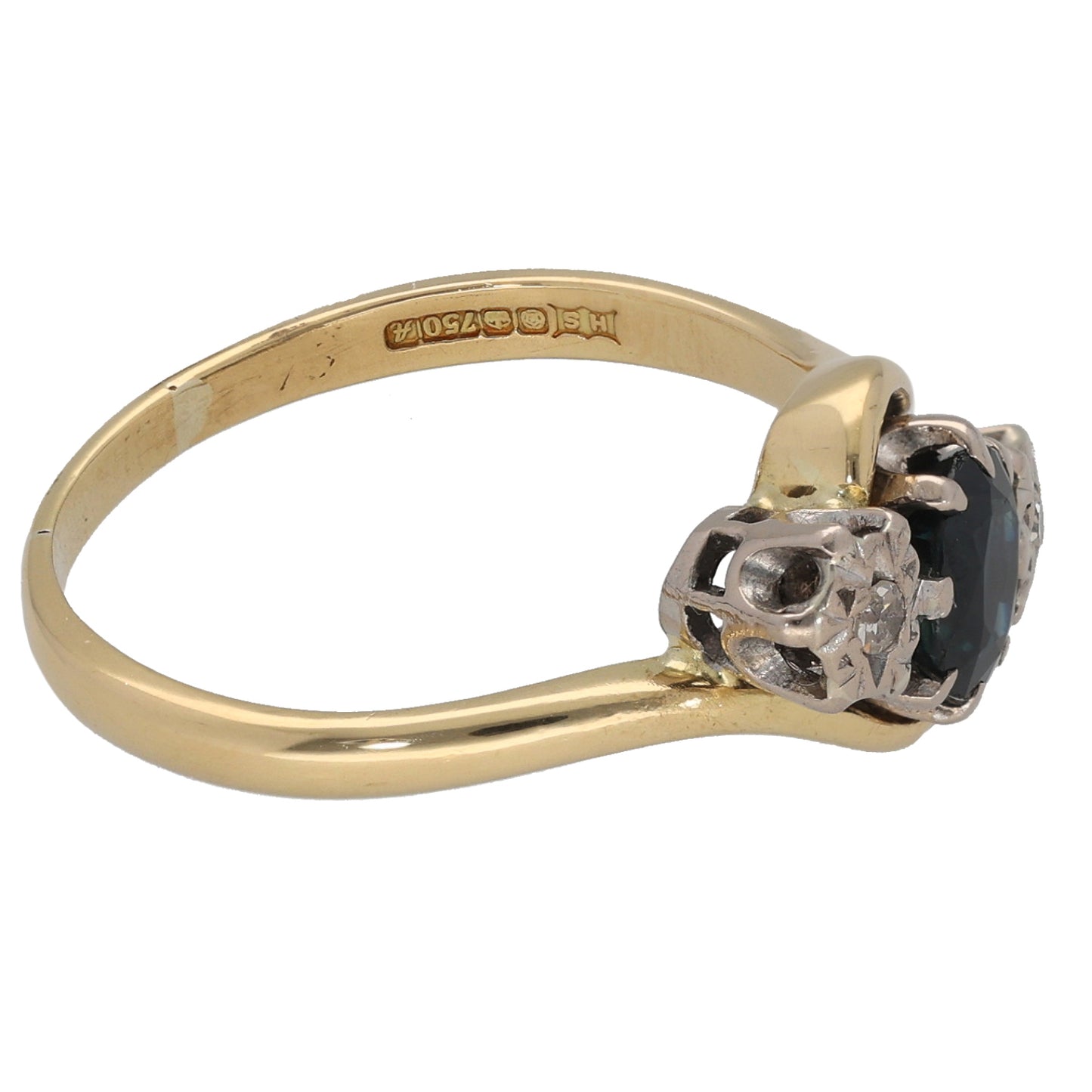18ct Gold 0.06ct Diamond Trilogy Ring Size P