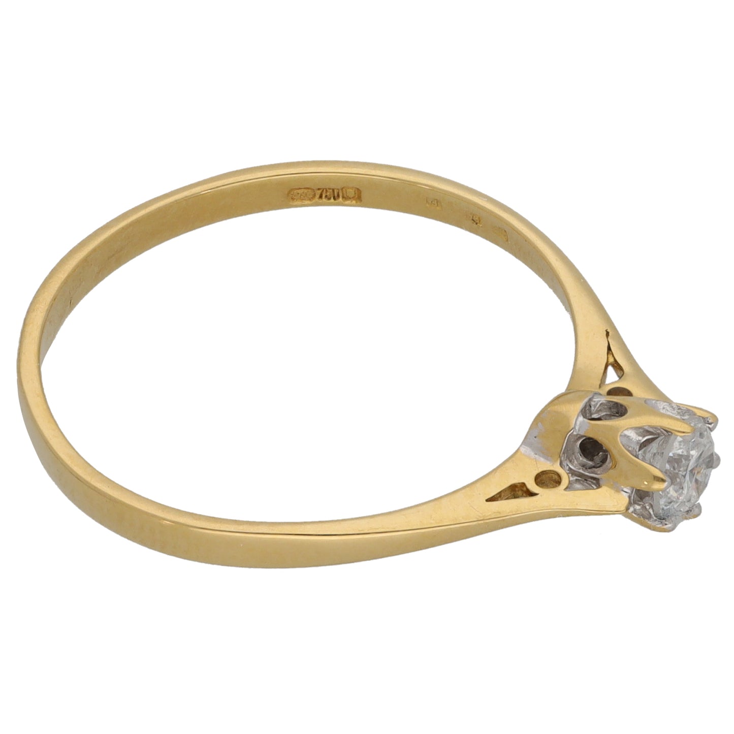 18ct Gold 0.20ct Diamond Solitaire Ring Size R