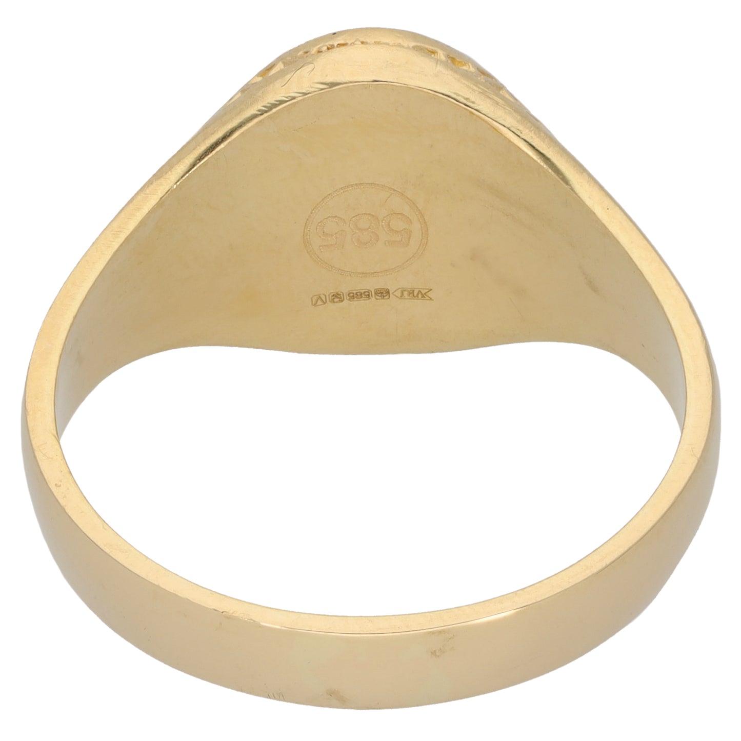 14ct Gold Cubic Zirconia Patterned Signet Ring Size X