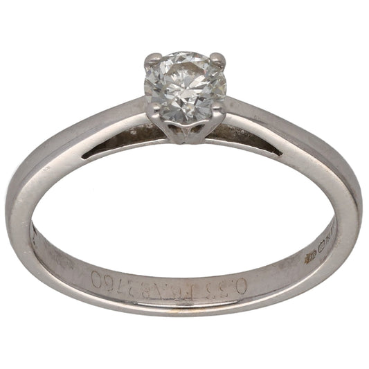 18ct White Gold 0.33ct Diamond Solitaire Ring Size M