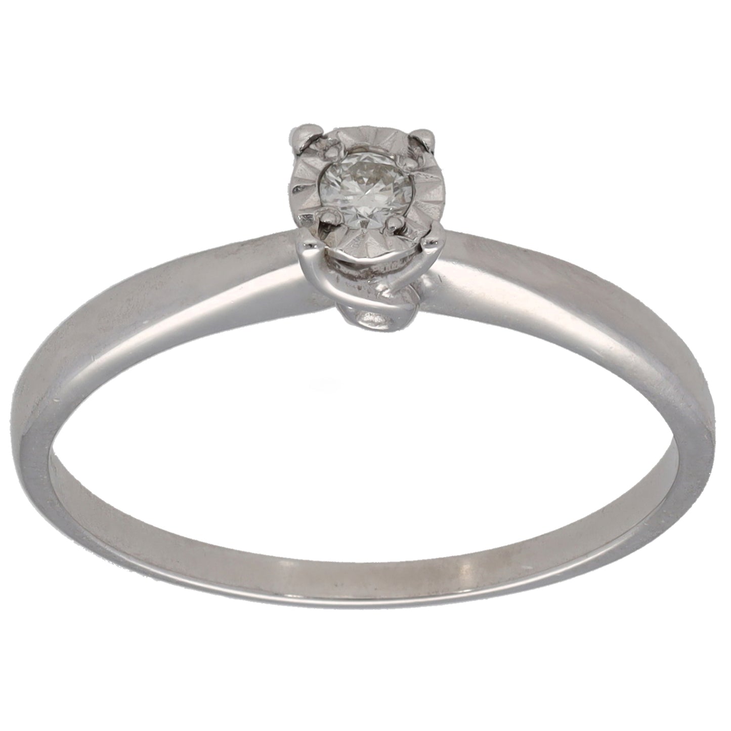 9ct White Gold 0.05ct Diamond Solitaire Ring Size P