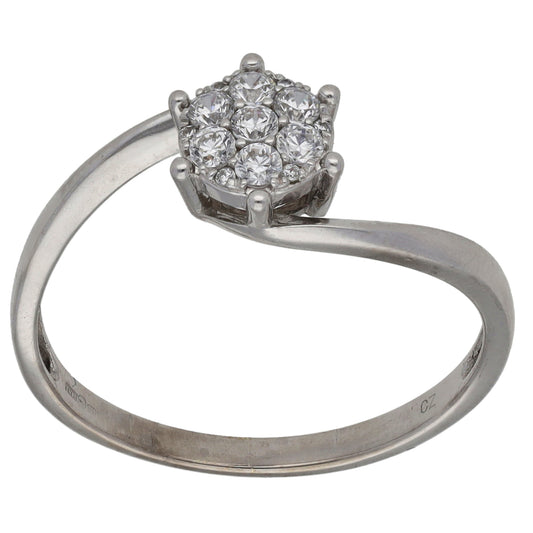 9ct White Gold Cubic Zirconia Cluster Ring Size S