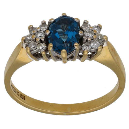 9ct Gold Topaz & 0.12ct Diamond Dress/Cocktail Ring Size L