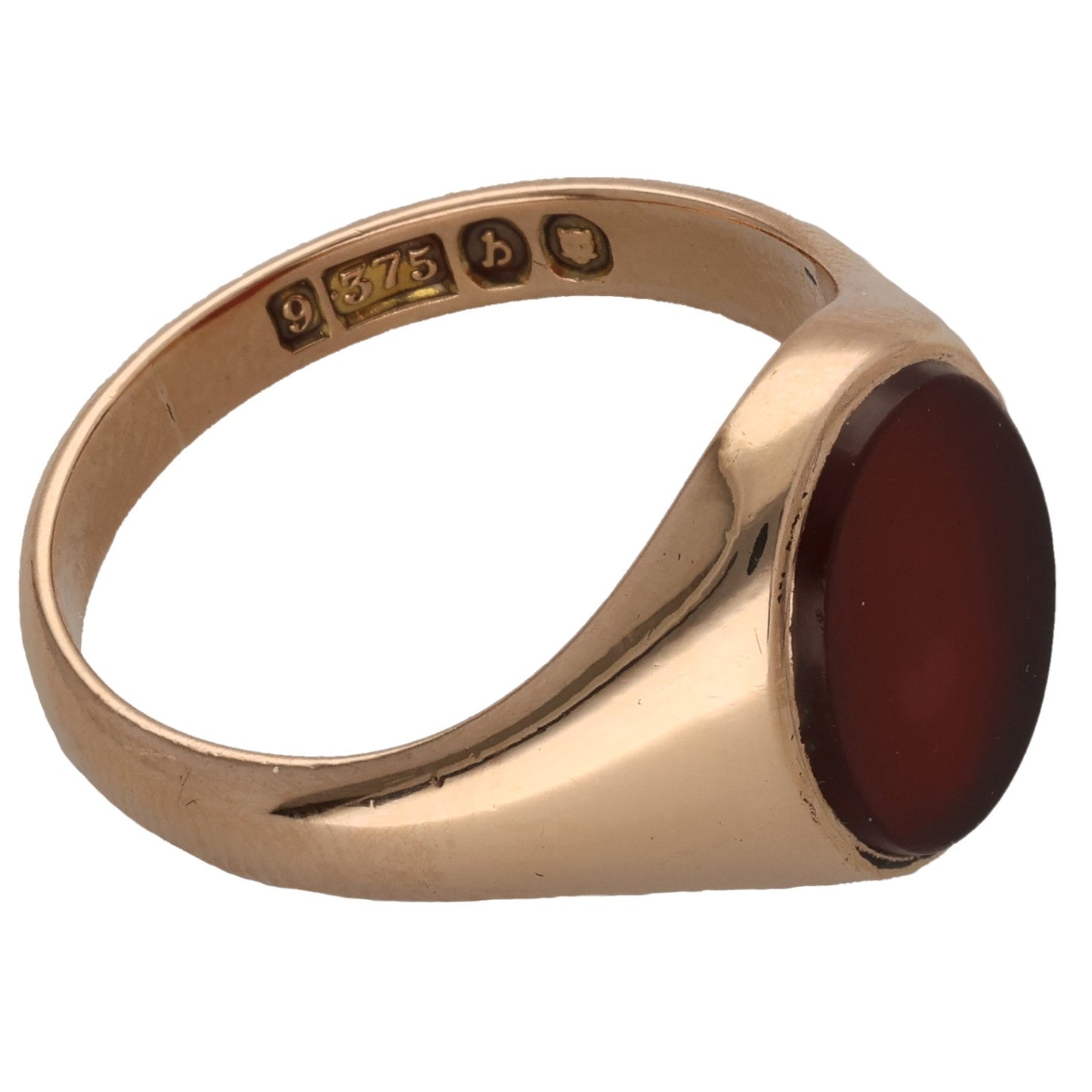 9ct Gold Carnelian Single Stone Signet Ring Size U