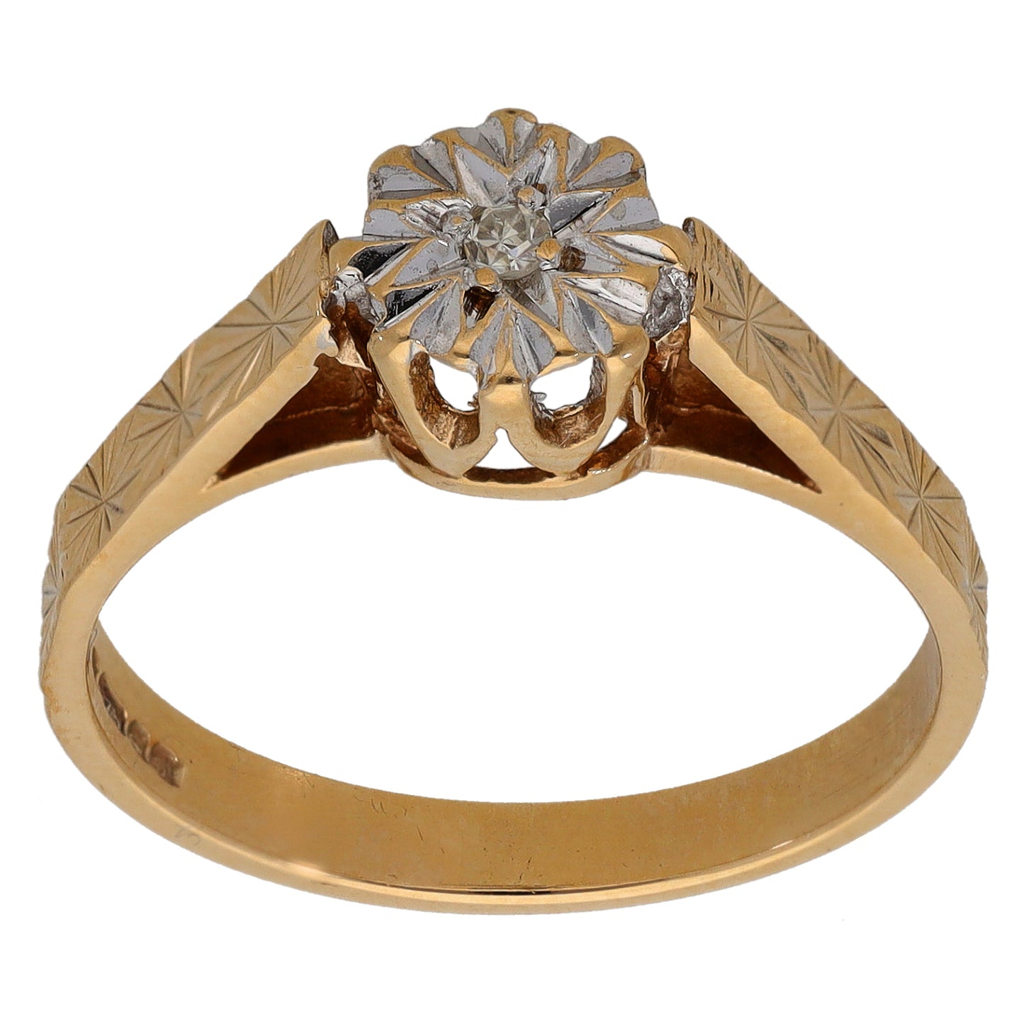 9ct Gold 0.03ct Diamond Solitaire Ring Size R