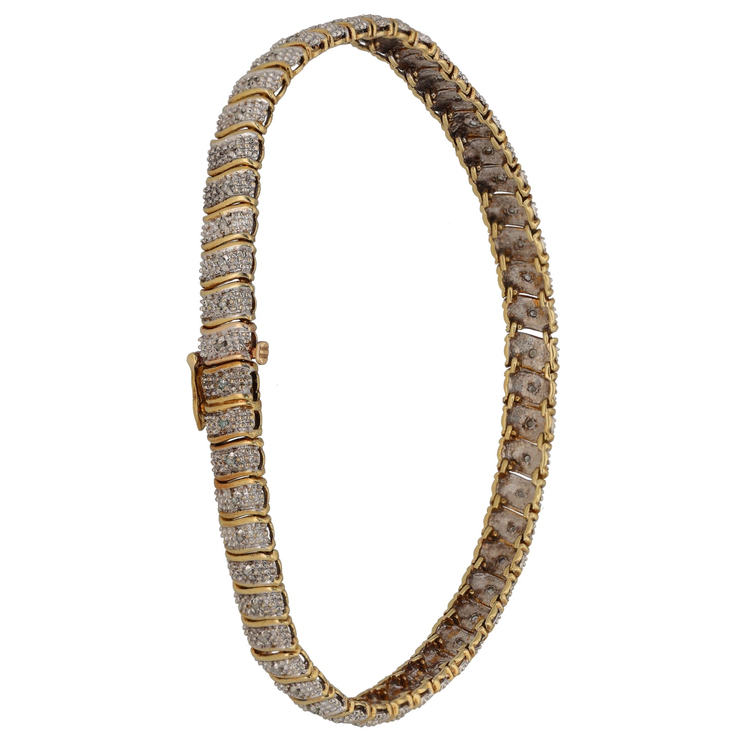 9ct Gold 0.26ct Diamond Fancy Stone Set Bracelet