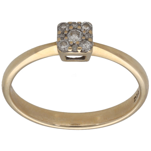 9ct Gold 0.15ct Diamond Cluster Ring Size O