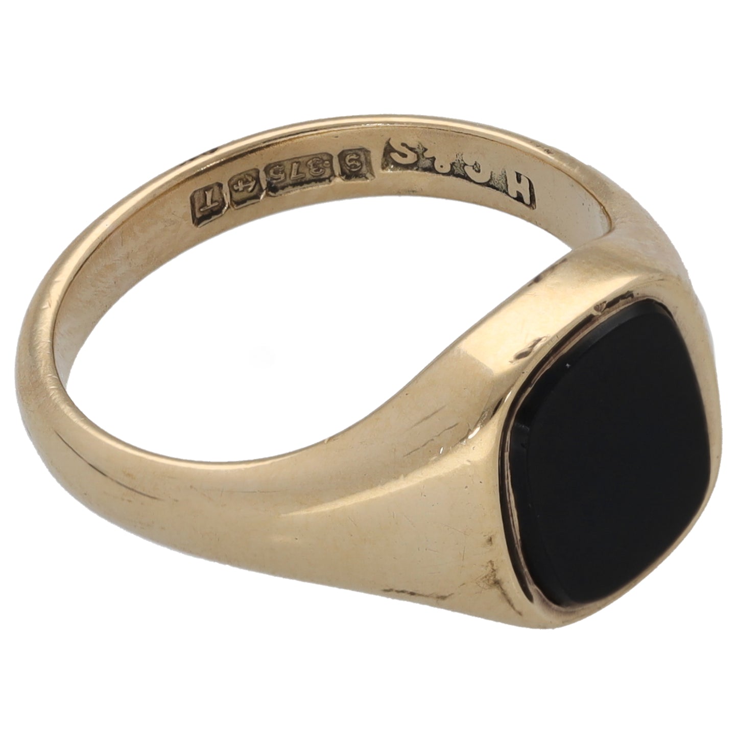 9ct Gold Onyx Single Stone Signet Ring Size M