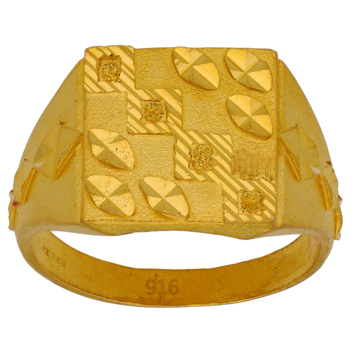 22ct Gold Patterned Signet Ring Size T