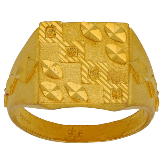 22ct Gold Patterned Signet Ring Size T