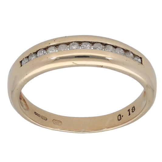 9ct Gold 0.18ct Diamond Half Eternity Ring Size P