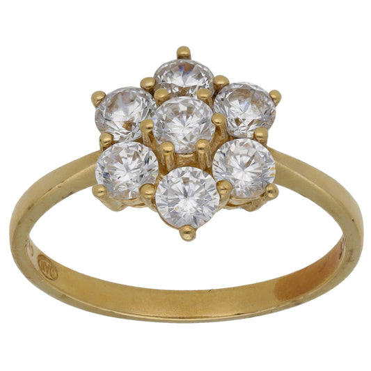 9ct Gold Cubic Zirconia Cluster Ring Size P