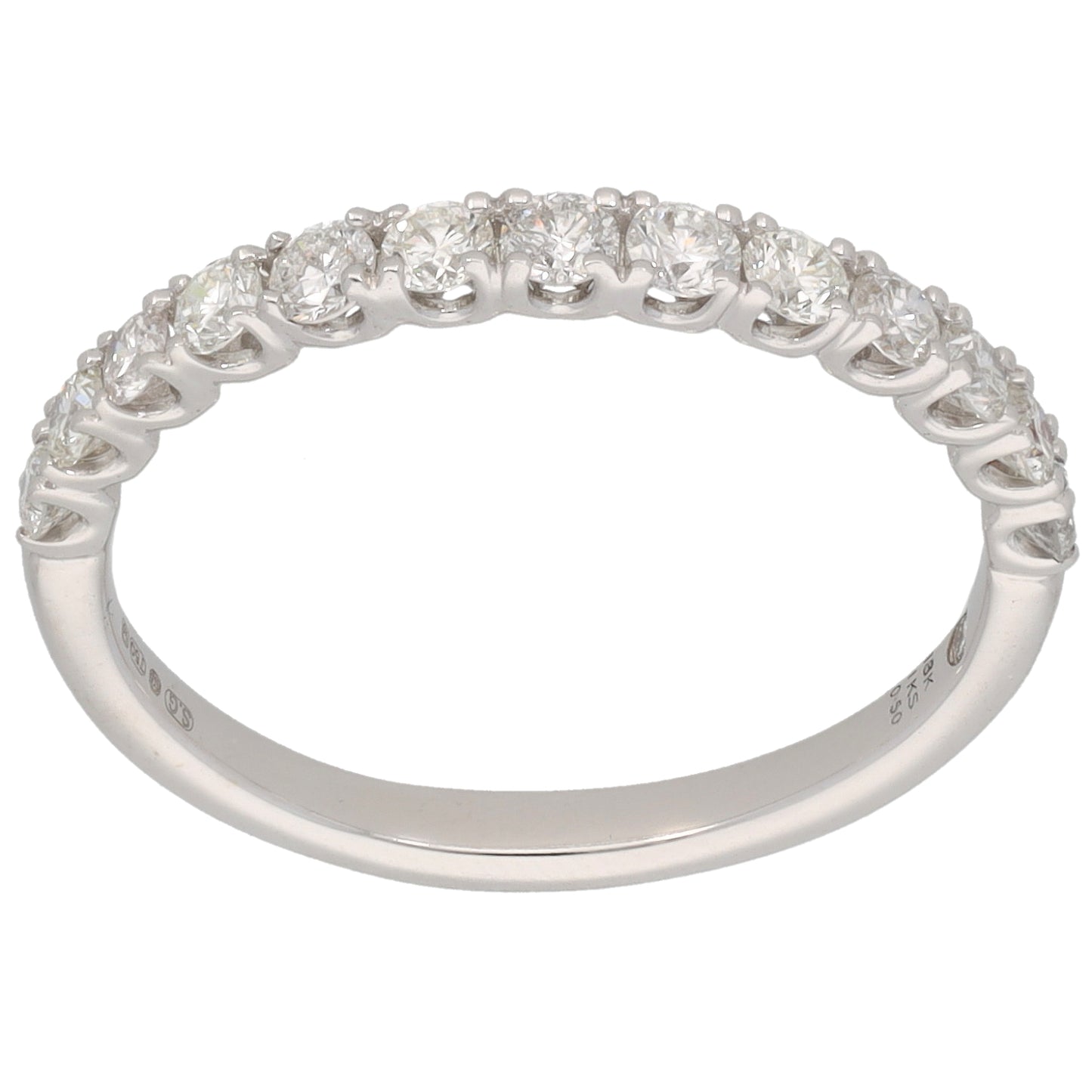 18ct White Gold 0.50ct Diamond Half Eternity Ring Size N