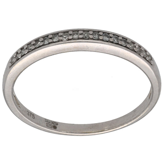 9ct White Gold 0.09ct Diamond Half Eternity Ring Size P