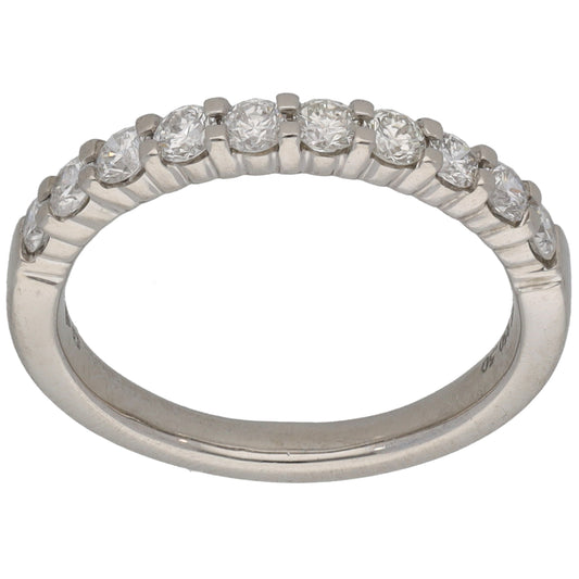 Platinum 0.50ct Diamond Half Eternity Ring Size K