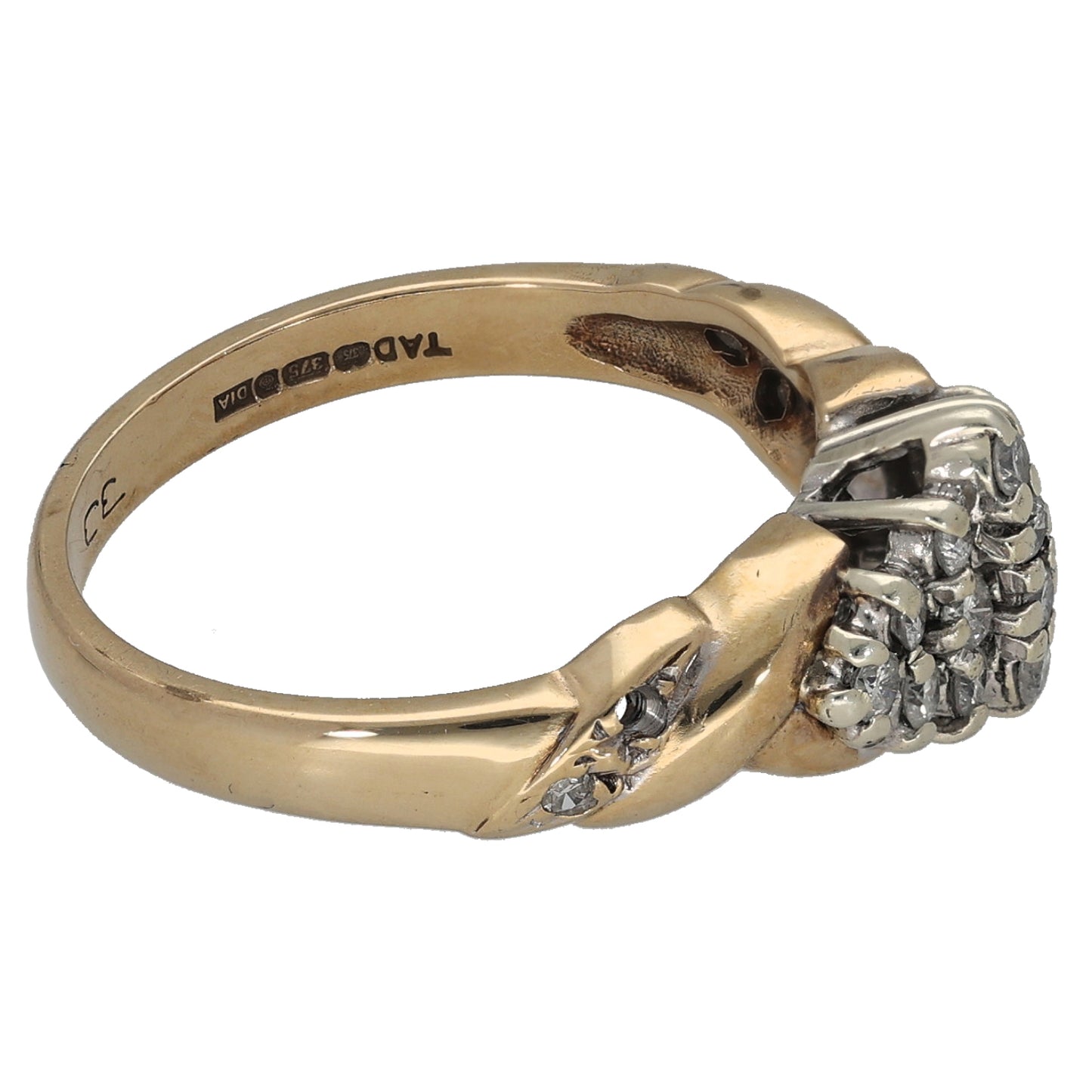 9ct Gold 0.32ct Diamond Cluster Ring Size M