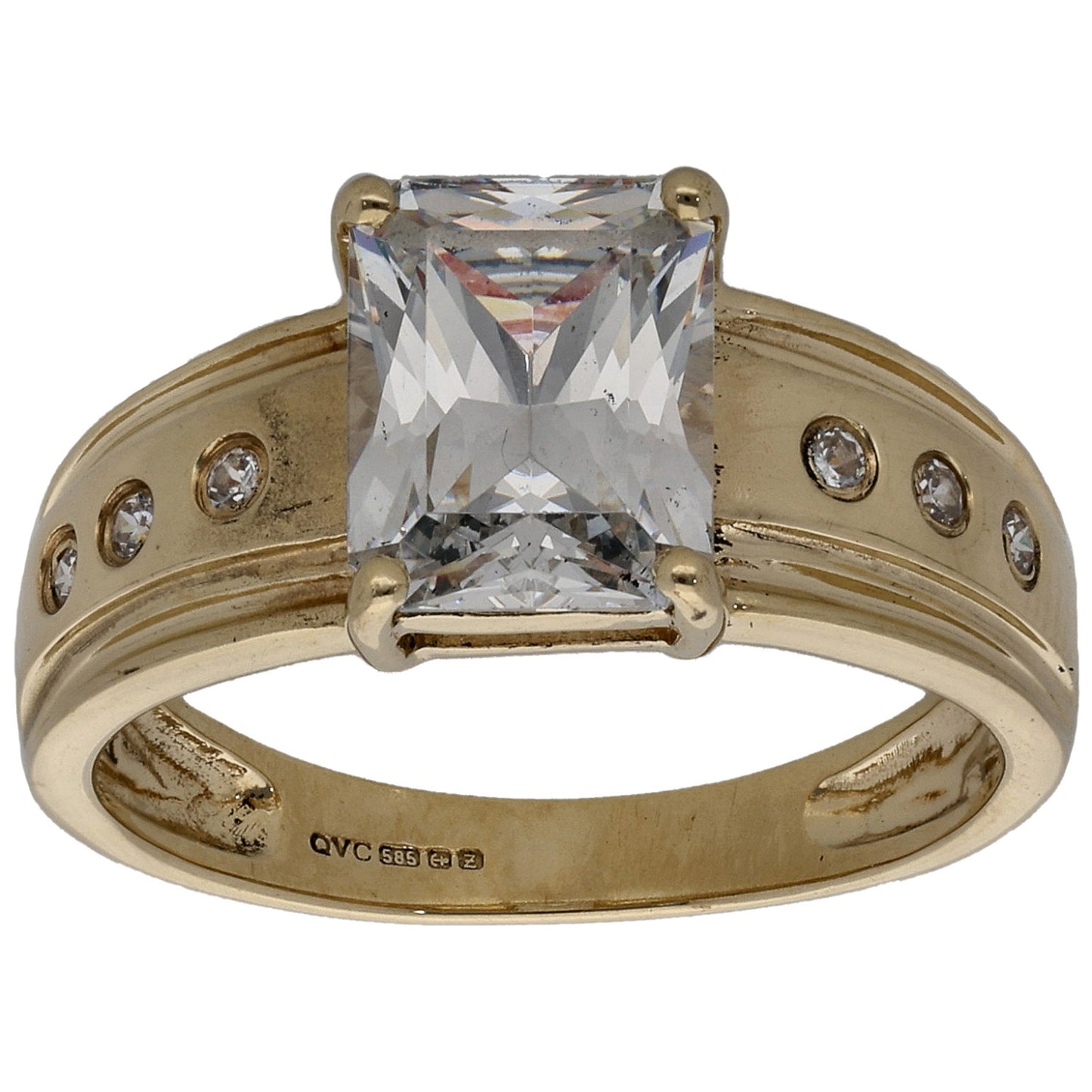 14ct Gold Cubic Zirconia Single Stone Ring With Accents Size O