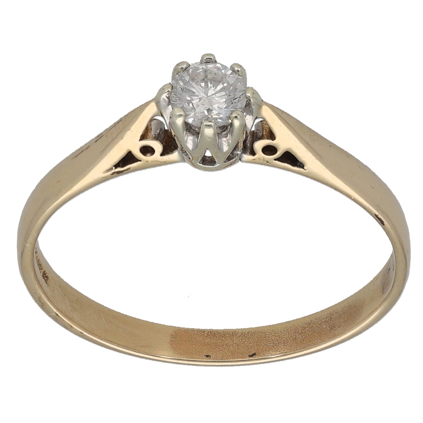 9ct Gold 0.21ct Diamond Solitaire Ring Size O