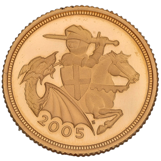 22ct Gold Queen Elizabeth II Half Sovereign Coin 2005