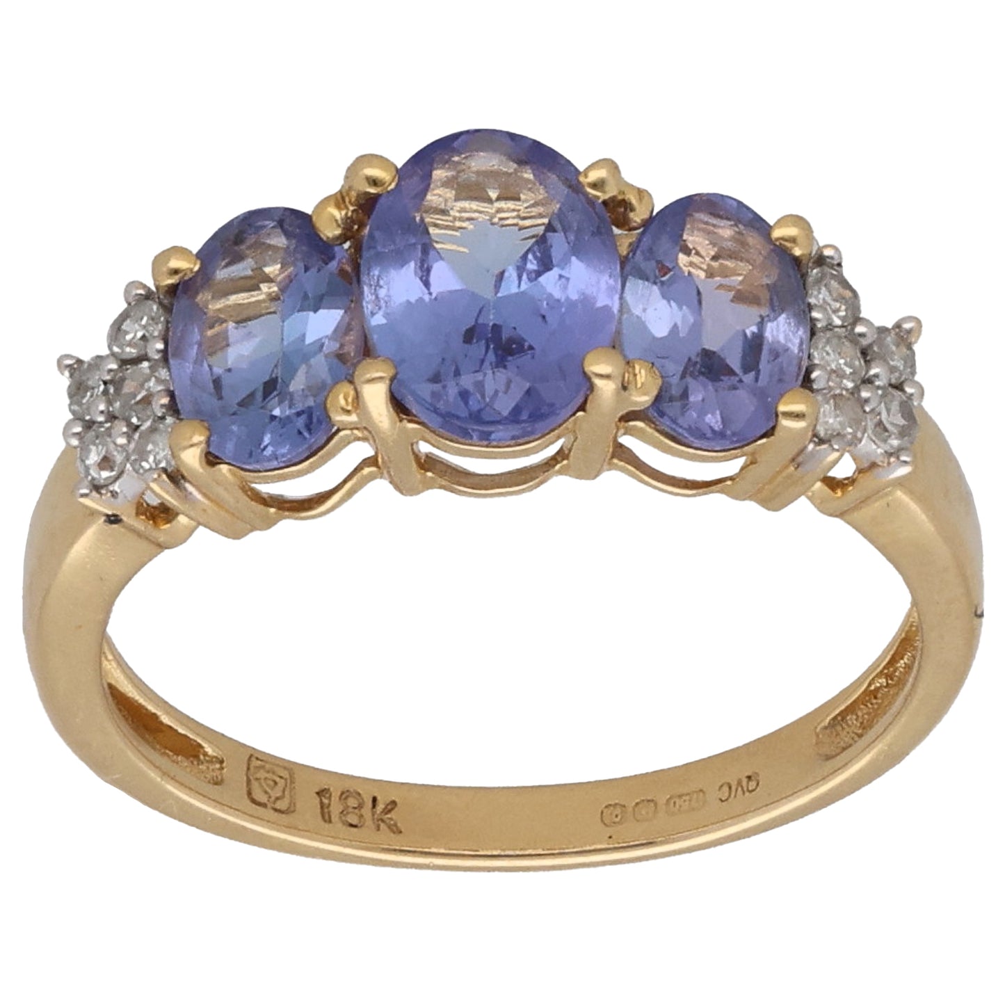 18ct Gold Tanzanite & 0.10ct Diamond Dress/Cocktail Ring Size L