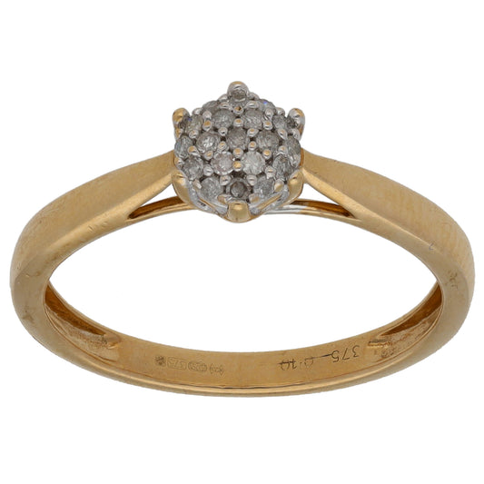 9ct Gold 0.10ct Diamond Cluster Ring Size O