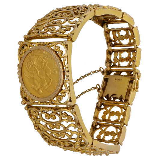 9ct Gold Full Sovereign Coin Bracelet
