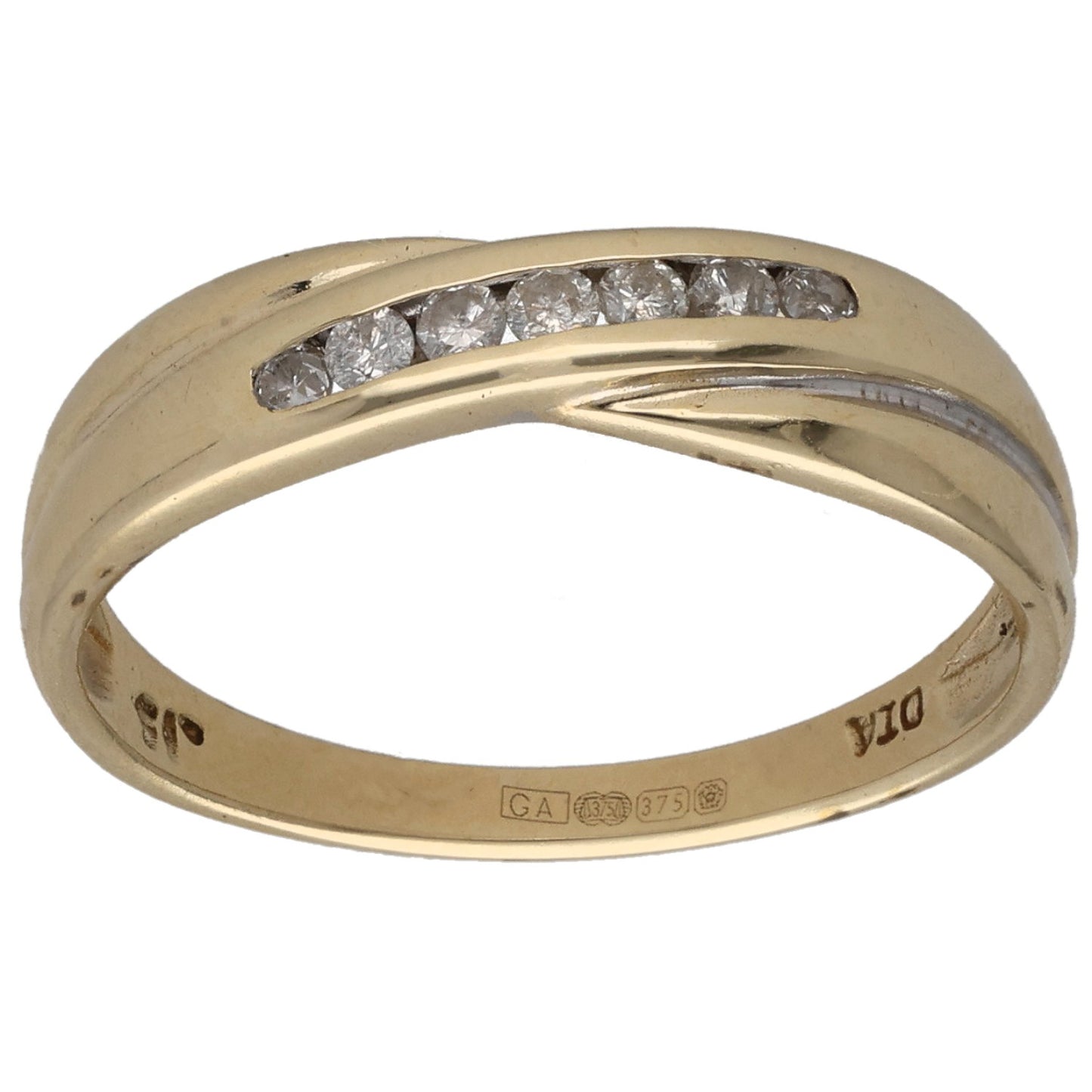 9ct Gold 0.15ct Diamond Half Eternity Ring Size P