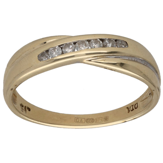 9ct Gold 0.15ct Diamond Half Eternity Ring Size P