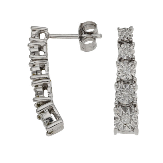 9ct White Gold 0.05ct Diamond Drop Earrings