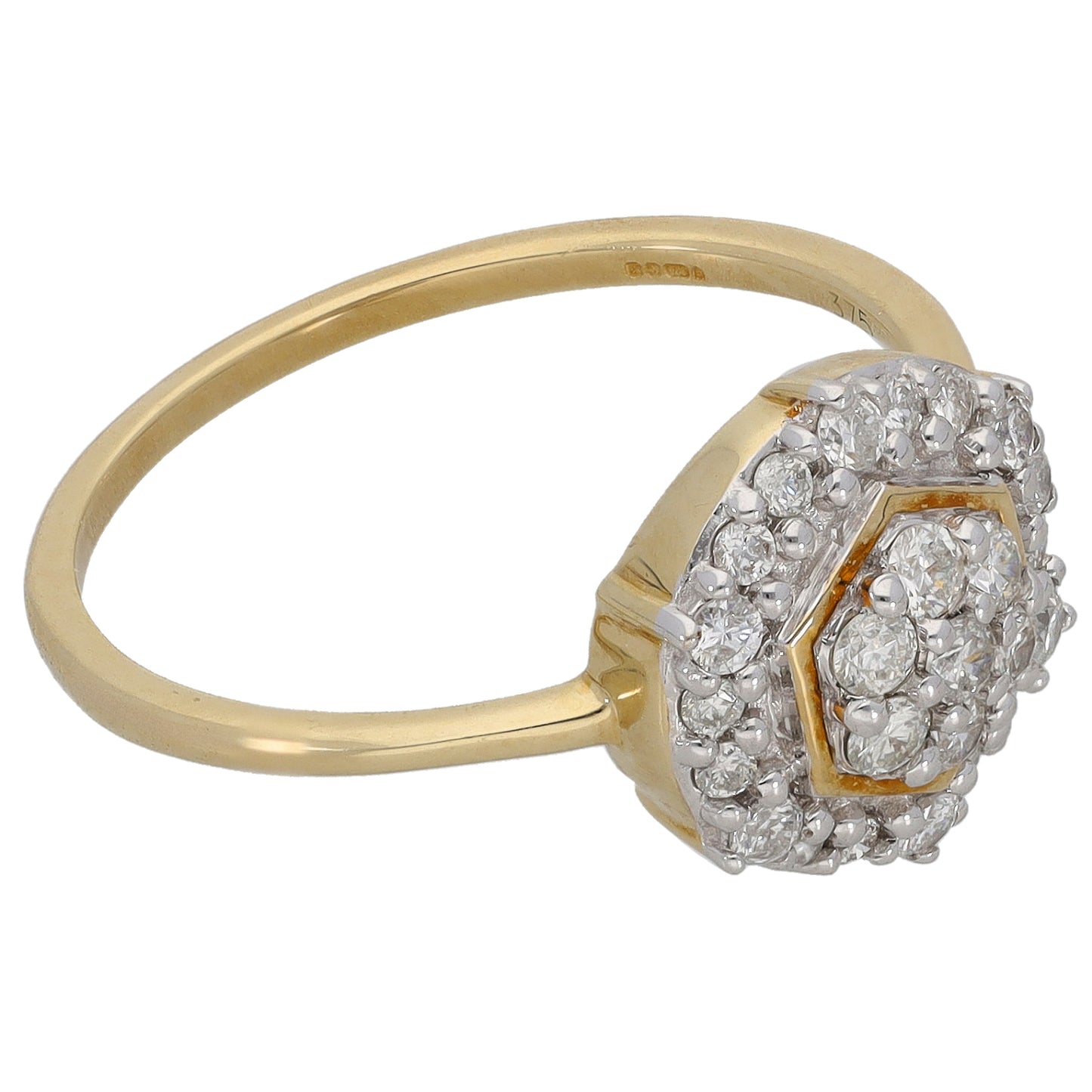 9ct Gold 0.38ct Diamond Cluster Ring Size P