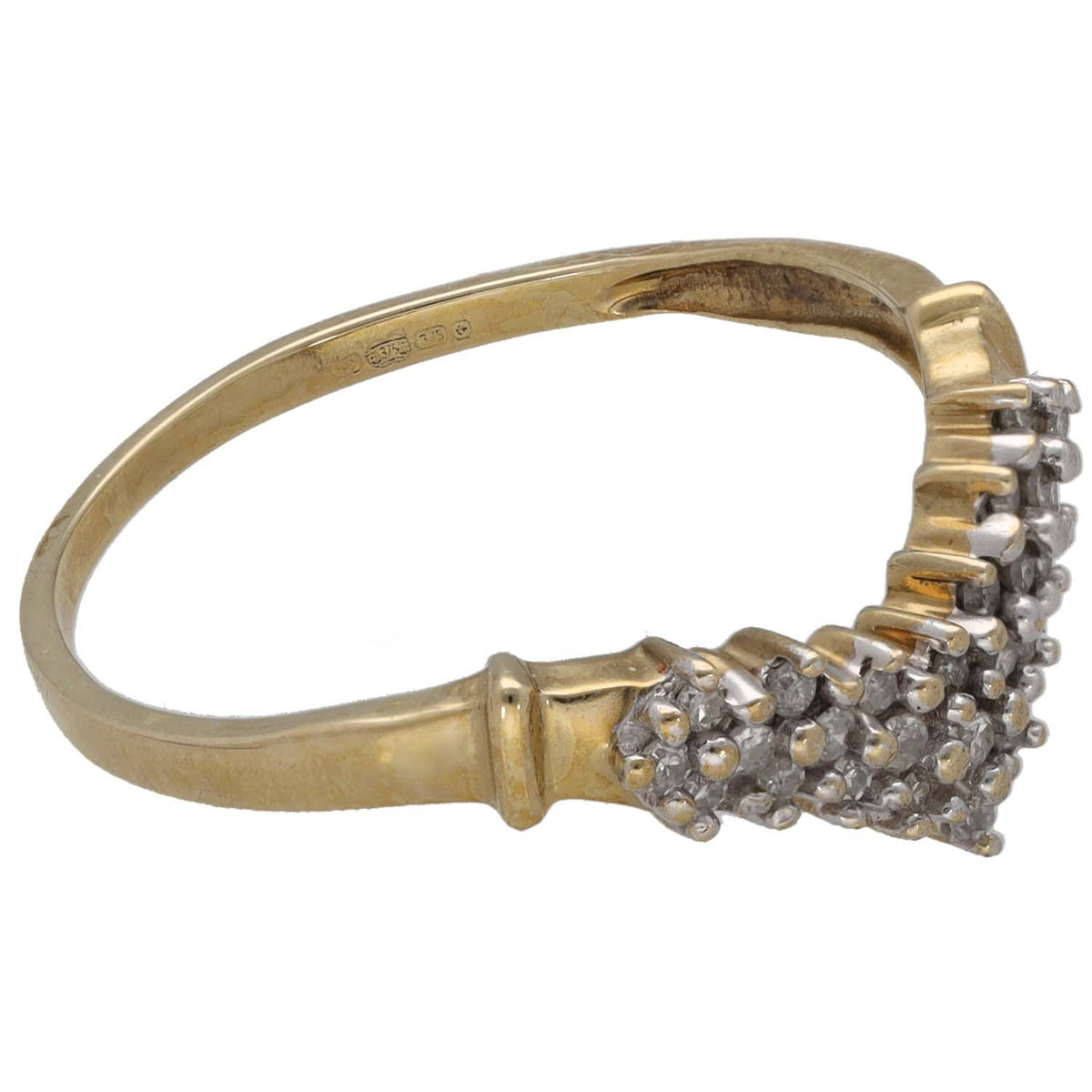 9ct Gold 0.25ct Diamond Wishbone Ring Size P